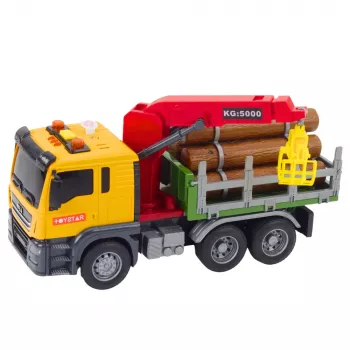 LEAN TOYS Timber Crane Truck Lights Sounds Yellow 1:14