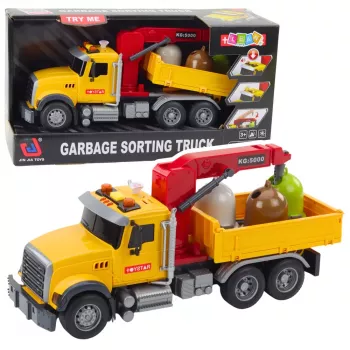 LEAN TOYS Šiukšliavežis su Rūšiavimo Konteineriais, Šviesomis ir Garsais