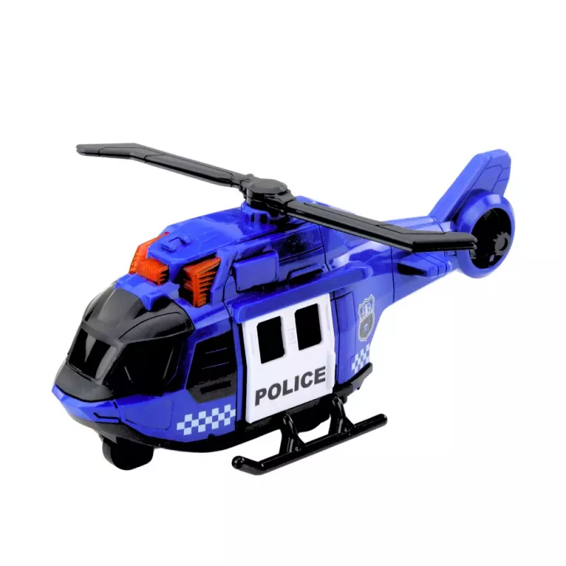 LEAN TOYS Policijos sunkvežimis, sraigtasparnis ir automobilis su šviesomis ir garsais