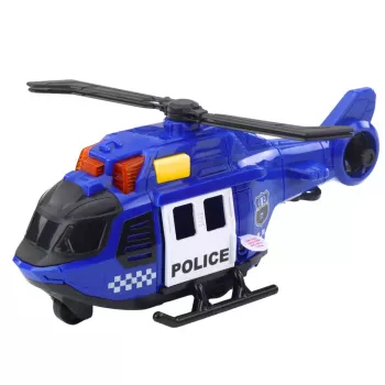 LEAN TOYS Policijos sraigtasparnis su kranu, šviesomis ir garsais – mėlynas