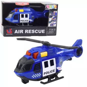 LEAN TOYS Policijos sraigtasparnis su kranu, šviesomis ir garsais – mėlynas