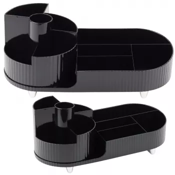 LEAN Multifunctional Organizer For Cosmetics Desk Rotatable Roomy Black
