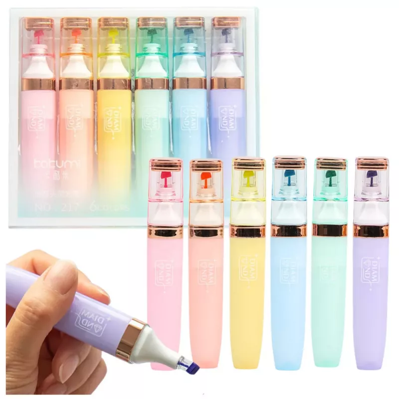 LEAN Highlighter Set Pastel Gold Color Elements 6 Pcs