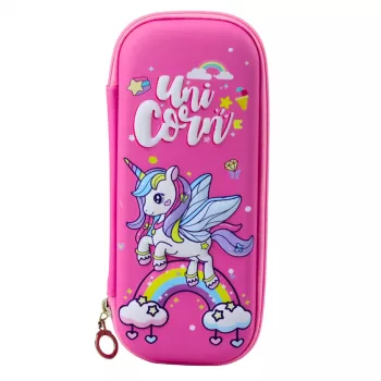 LEAN Pink Unicorn Stiffened School Pencil Case 22.5x10 cm