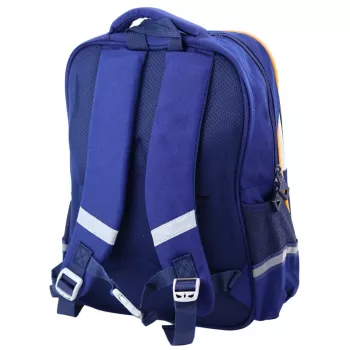 LEAN mokyklinė kuprinė Space Patches su penaline, tamsiai mėlyna, 16L