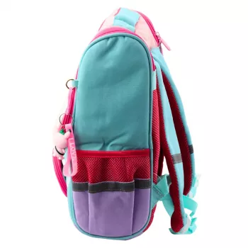 LEAN School Backpack White Cat Bag With Bird Pendant 21L