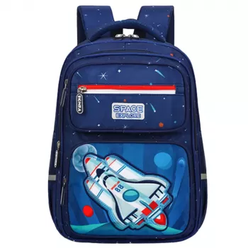 LEAN Vaikiška mokyklinė kuprinė Navy Blue Rocket Space 20L 41cm