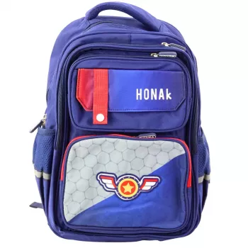 LEAN mokyklinė kuprinė su lopu ir krūtine juosta, tamsiai mėlyna, 20L
