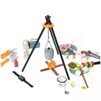 LEAN TOYS Camping Set Wooden Campfire Accessories 45 Pieces