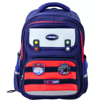 LEAN vaikiška mokyklinė kuprinė su krūtinės diržu Navy Blue Red Space 20L 38cm