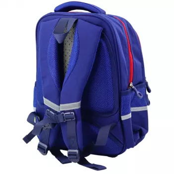 LEAN mokyklinė kuprinė su krūtinės diržu, tamsiai mėlyna/raudona, 20L, 38cm