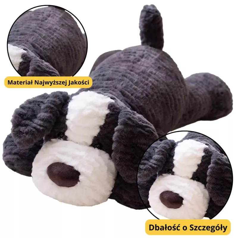 LEAN TOYS Plush Mascot Cuddly Toy Dog Dark Gray 30cm
