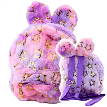 LEAN Plush Backpack Ears Gold Stars Children Purple Pink