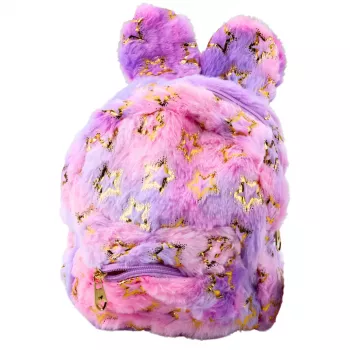 LEAN Plush Backpack Ears Gold Stars Children Purple Pink