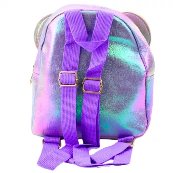 LEAN vaikiška kuprinė su blizgučiais ir pelės ausytėmis violetinė 22 cm 3L