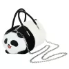 LEAN TOYS Plush Panda Bag Handles Metal Chain Black White 20cm