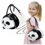 LEAN TOYS Plush Panda Bag Handles Metal Chain Black White 20cm