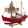 LEAN TOYS Collectible Decorative Model Fishing Boat Red 30x26cm