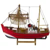 LEAN TOYS Collectible Decorative Model Fishing Boat Red 30x26cm