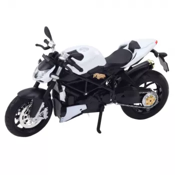 LEAN TOYS Sportinis motociklas Metalas Garsai Šviesos Baltas 1:12