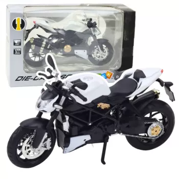 LEAN TOYS Sportinis motociklas Metalas Garsai Šviesos Baltas 1:12
