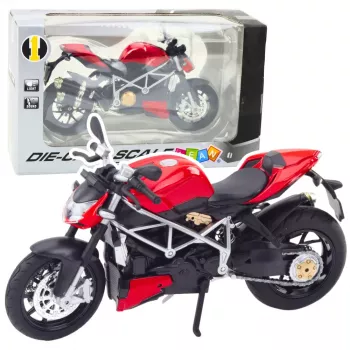 LEAN TOYS Sportinis motociklas Metalas Šviesos Garsai Sidabriniai elementai Raudonas 1:12