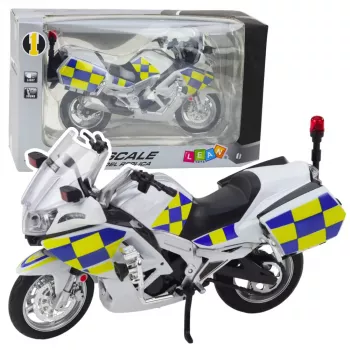 LEAN TOYS Policijos motociklas Metalas Šviesos Garsai Baltas 1:12