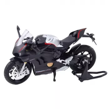 LEAN TOYS Sportinis motociklas Metalas Šviesos Garsai Sidabriniai elementai Juodas V4 1:12