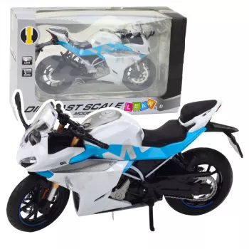 LEAN TOYS Sportinis motociklas Metalas Šviesos Garsai Balta Mėlyna 1:12