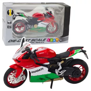 LEAN TOYS Sports Motorcycle Metal Red Green Lights Sounds 1:12