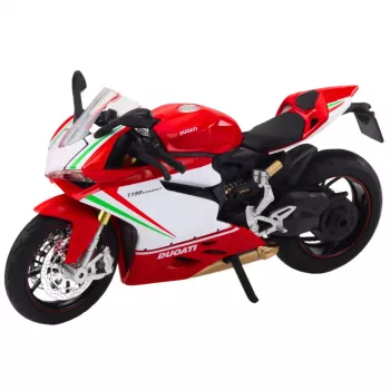 LEAN TOYS Sportinis motociklas Metal Red White Lights Sounds 1:12