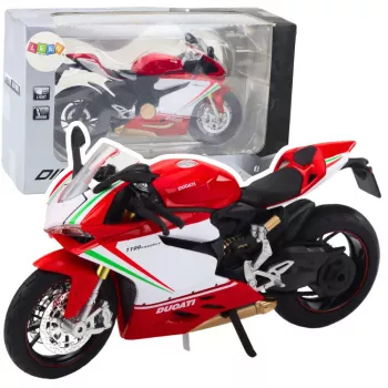 LEAN TOYS Sportinis motociklas Metal Red White Lights Sounds 1:12
