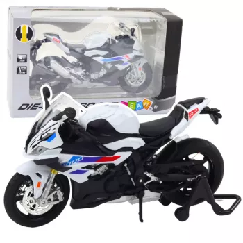 LEAN TOYS Sportinis motociklas Metalas Šviesos Garsai Baltas S1000 1:12