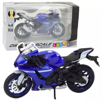 LEAN TOYS Sportinis motociklas Metalas Šviesos Garsai Tamsiai Mėlyna R1 1:12