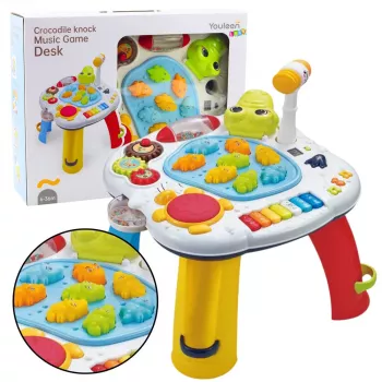 LEAN TOYS Interaktyvus edukacinis stalas Pianinas Būgnas Krokodilas