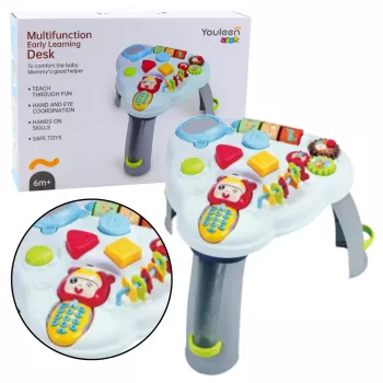 LEAN TOYS Interaktyvus lavinamasis stalas su trikampiu telefonu, šviesomis ir garsais