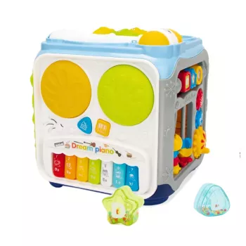 LEAN TOYS Multifunkcinis lavinamasis kubas mažyliams su šviesomis ir garsais