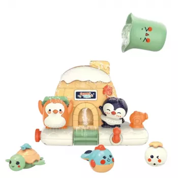 LEAN TOYS Interaktyvus vonios žaislų rinkinys mažiems vaikams - Jūros gyvūnai
