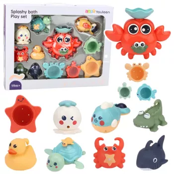 LEAN TOYS Crab Bath Toy Set Sea Animals 12 vnt.