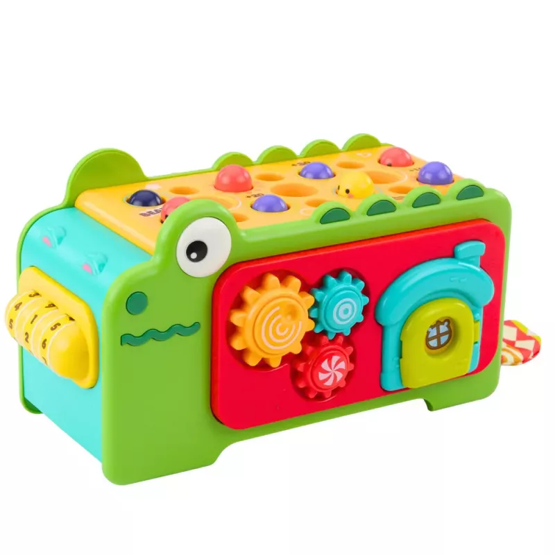 LEAN TOYS Educational Sensory Cube Cymbals Maze Crocodile