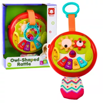 LEAN TOYS Interaktyvus pelėdos pakabukas su pianinu, judančiomis detalėmis ir šiugždančia uodega