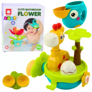 LEAN TOYS vonios žaislas Žirafa sensorinis interaktyvus su siurbtukais spalvingas