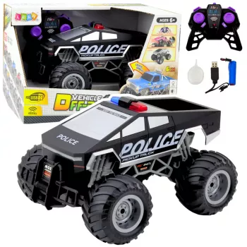 LEAN TOYS Off-Road RC Police Car Remote Controlled Black 1:16