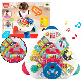 LEAN TOYS Interaktyvus Edukacinis Staliukas su Vairu Trikampis Spalvotas