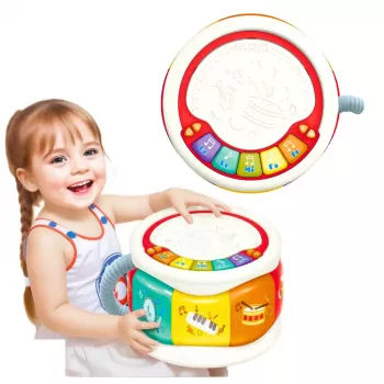 LEAN TOYS Didelis interaktyvus mokomasis būgnas mažyliams Spalvingas