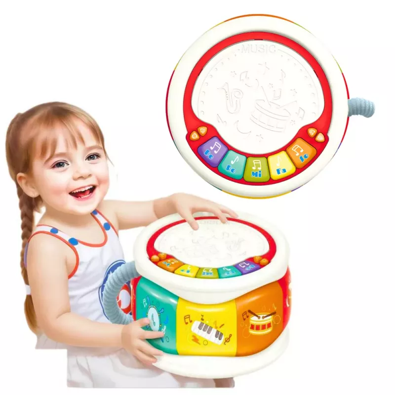 LEAN TOYS Didelis interaktyvus mokomasis būgnas mažyliams Spalvingas