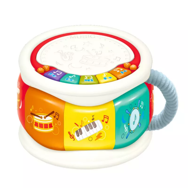 LEAN TOYS Didelis interaktyvus mokomasis būgnas mažyliams Spalvingas