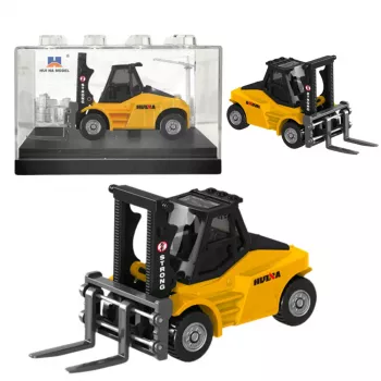 Huina 1:80 Die-Cast Metal Forklift Collectible Model - Geltona