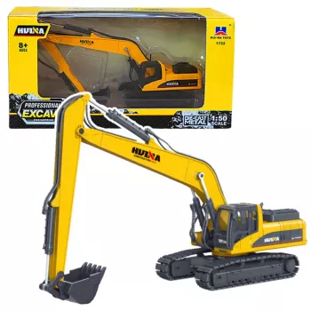 Huina Metal Crawler Excavator Movable Arm Yellow 1:50