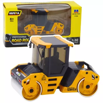 Huina 1:50 Road Roller Metal Construction Vehicle Yellow